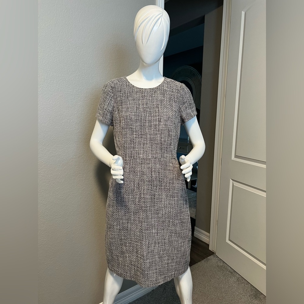 BODEN Brown Tweed SHIFT Dress Pockets COTTON US 10L